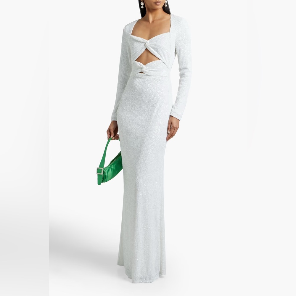 One33 Social Coley Sequined White Maxi Dress Floor Length Gown Wedding Bridal